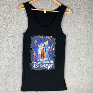 Goofy We Are never Too Old For Disney Youth L Black Tank Top Tshirt Bella Canvas